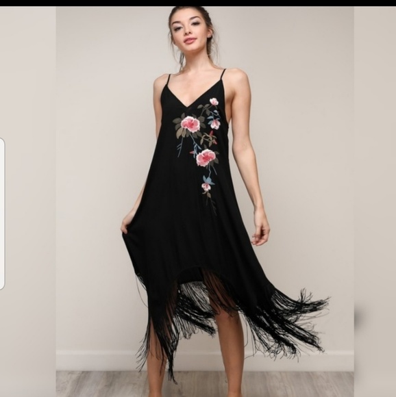 embroidered fringe dress